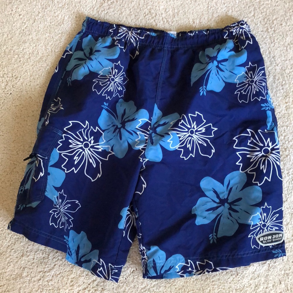 NWOT Ron Jon Surf Shop blue Hawaii board short  swim wear